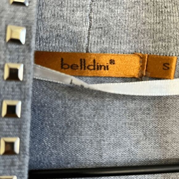 Belldini Heather Gray Knit Open Front Silvertone Stud Trim Sweater Sz S - Picture 5 of 11